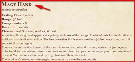 mage hand 5e|Mage Hand 5e D&D Guide .